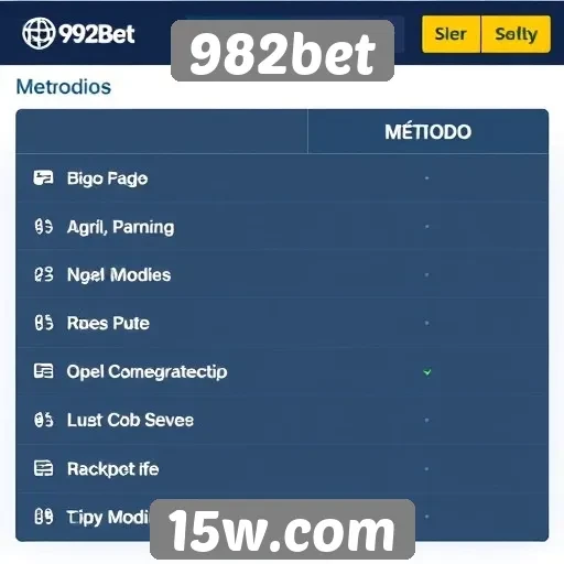 Comparativo de métodos de pagamento disponíveis no 982bet